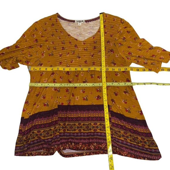 Farmers Market by One World 3/4 Sleeve Smocked Front Peasant Blouse Size Small - Picture 6 of 12